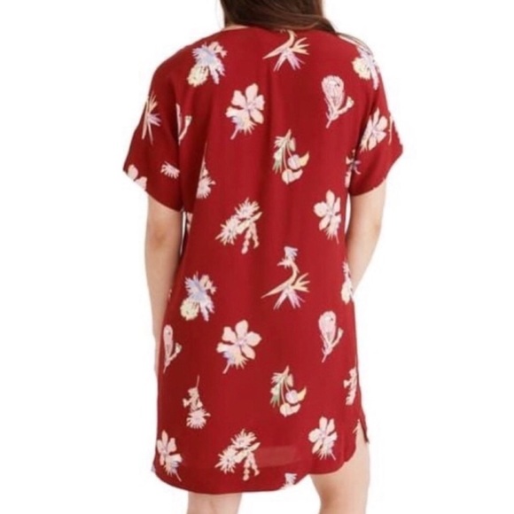 Madewell Red Tropical Print Floral Dress Medium - Picture 2 of 15